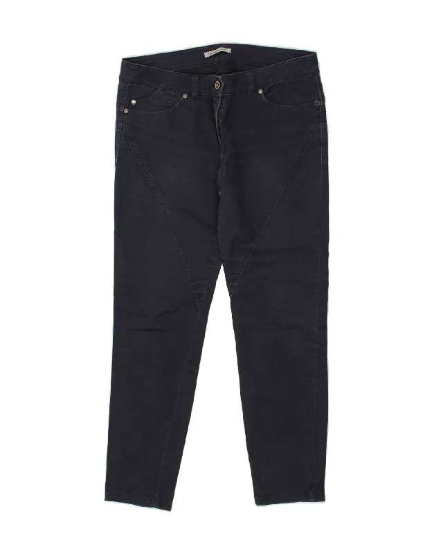 PENNY BLACK Womens Tapered Casual Trousers UK 12 Medium W32 L28 Navy Blue Trousers High Rise Slim Fit