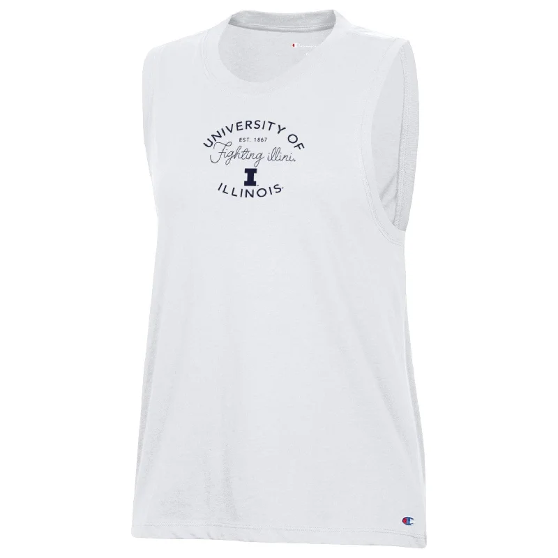 Illinois Fighting Illini Women's Champion White Script Tank low neck tank