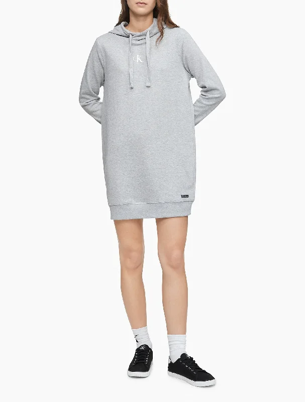 Calvin Klein Small Monogram Logo Hoodie Dress - Women Hoodie with Print Artistic Unique
