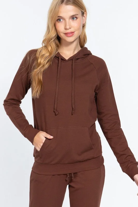 French Terry hoodie Hoodie with Raglan Sleeves Sporty Comfortable