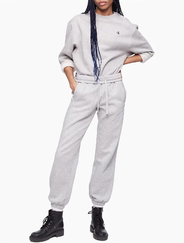 Calvin Klein Archive Logo Fleece Crewneck Sweatshirt - Women Hoodie with Hem Lace Feminine Delicate
