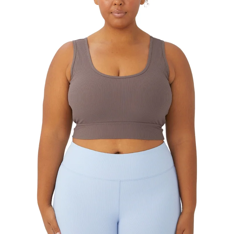 COTTON ON - Plus Size Active Rib Crop Tank Top teal tank top