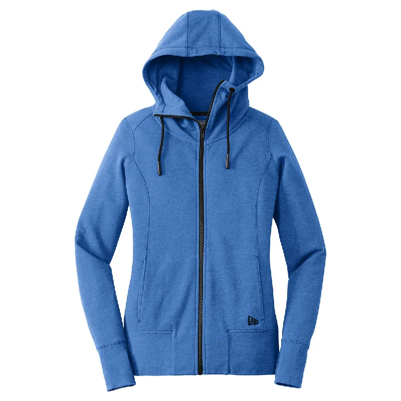 New Era Women's Royal Heather Tri-Blend Fleece Full Zip Hoodie Hoodie with Monochrome Minimalist Simple
