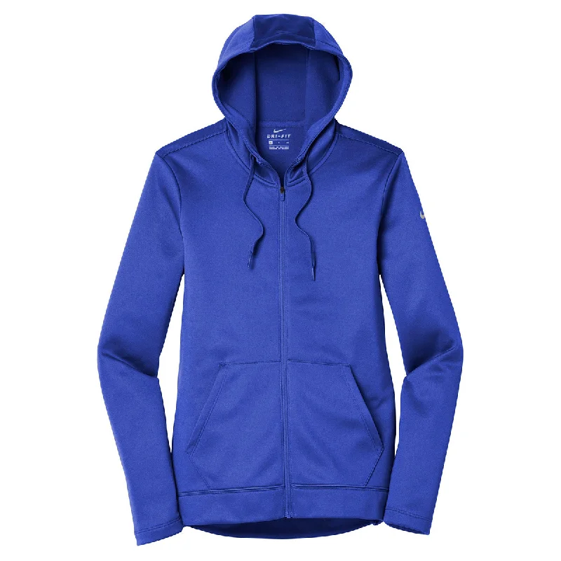 Nike Women's Game Royal Therma-FIT Full-Zip Fleece Hoodie Hoodie with Rolled Sleeves Casual Relaxed
