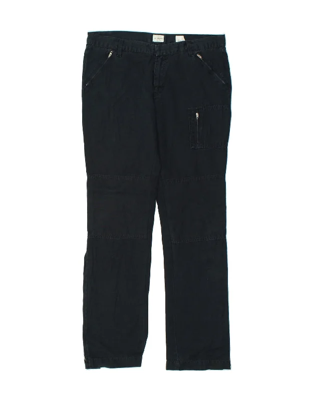 CALVIN KLEIN Womens Straight Cargo Trousers W31 L32 Navy Blue Cotton Trousers Denim Distressed