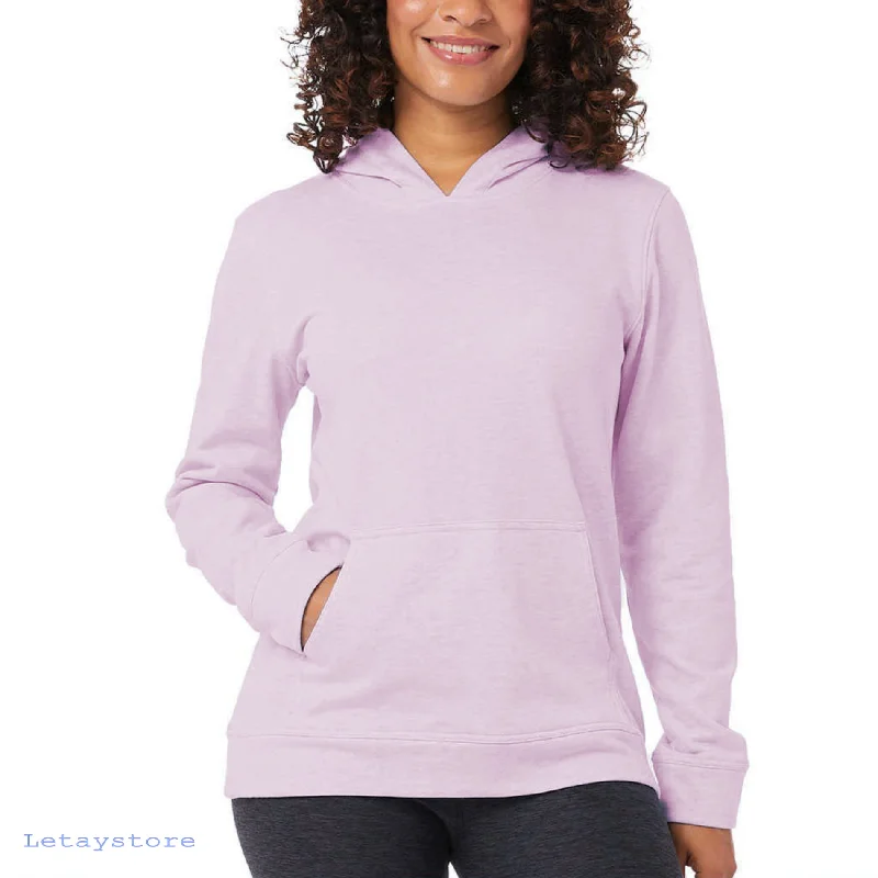 32 Degrees Women's Kangaroo Pocket Lightweight Cotton Blend Pullover Hoodie Ruffle Neck Pullover