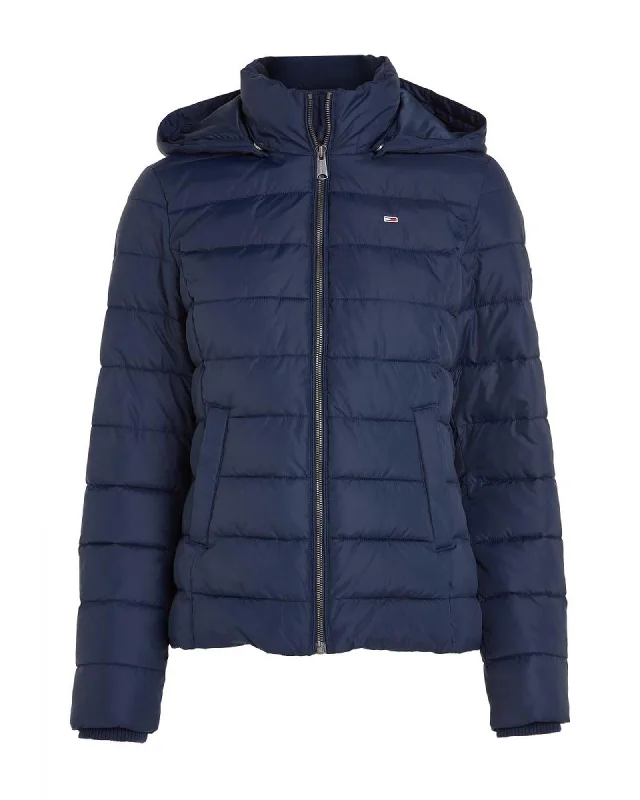 Tommy Hilfiger Jeans Tommy Hilfiger Women's Essential Down Puffer Jacket - Navy Herringbone Jacket Checkered Jacket Solid Jacket