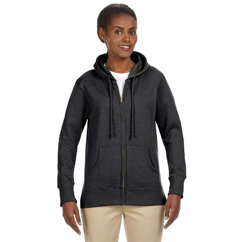 Econscious Women's Charcoal Organic/Recycled Heathered Fleece Full-Zip Hoodie Hoodie with Magnetic Closure Innovative Modern