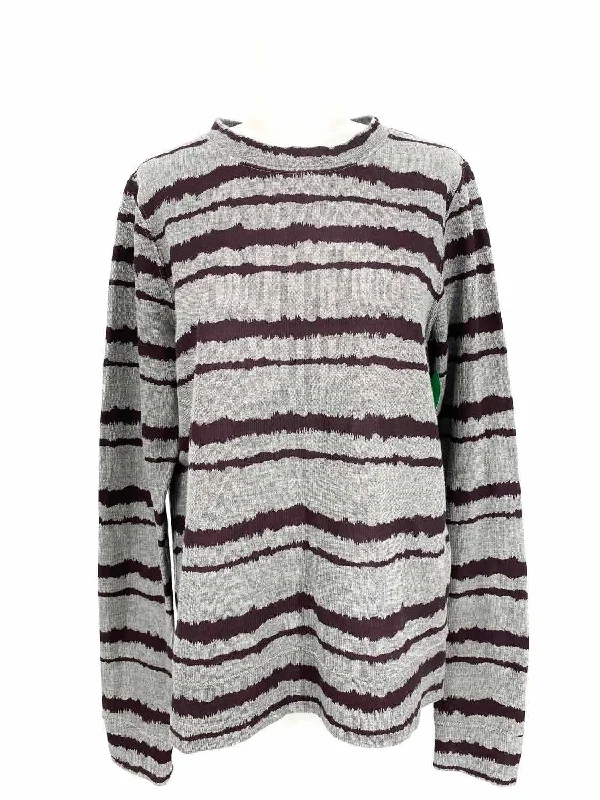 A.L.C. Conlo Women's Gray/Brown Pullover Cotton Blend Stripe Size M Sweater Plunging Neck Pullover A.L.C. Conlo Women's Gray/Brown Pullover Cotton Blend Stripe Size M Sweater Plunging Neck Pullover