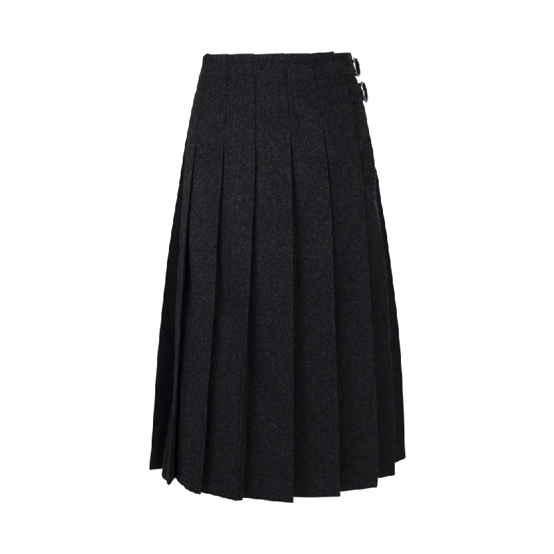 Pleated High-Waist Midi Skirt linen skirt relaxed