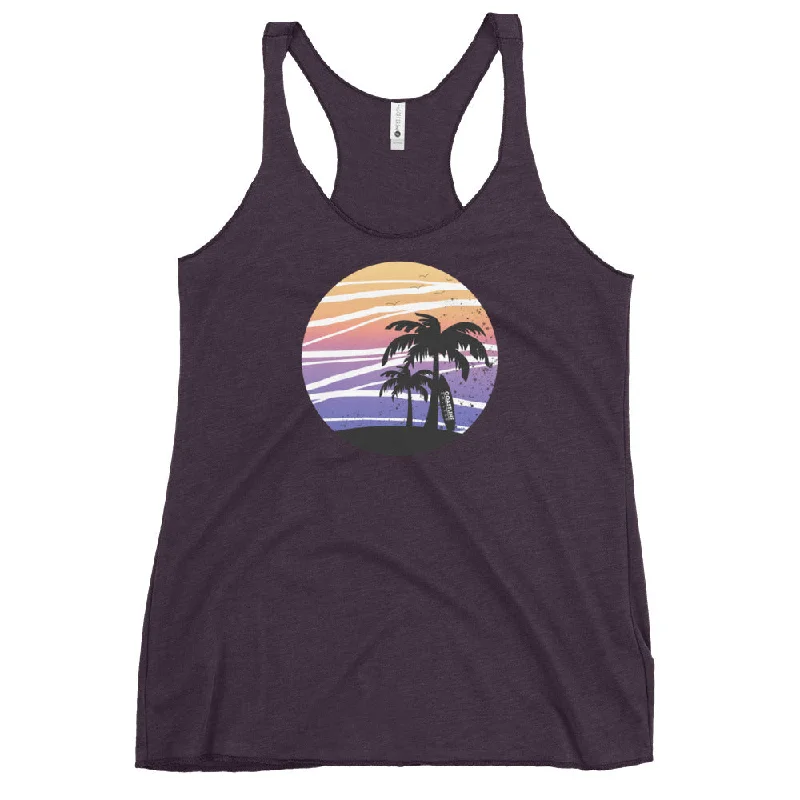 Coastline Summertime Sunset Women's Racerback Tank charcoal tank top