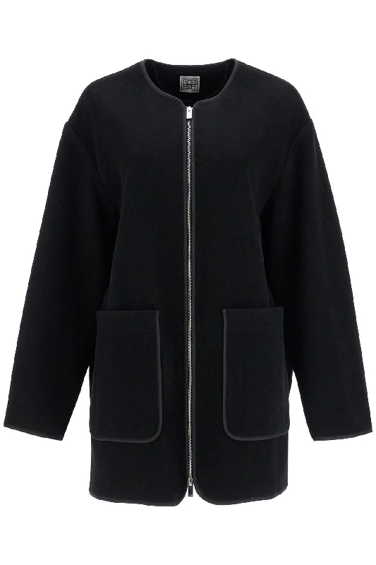 black wool felt high collar jacket with zip 251 WRO4262 FB0039 BLACK Toggled Jacket Drawstring Jacket Belted Jacket