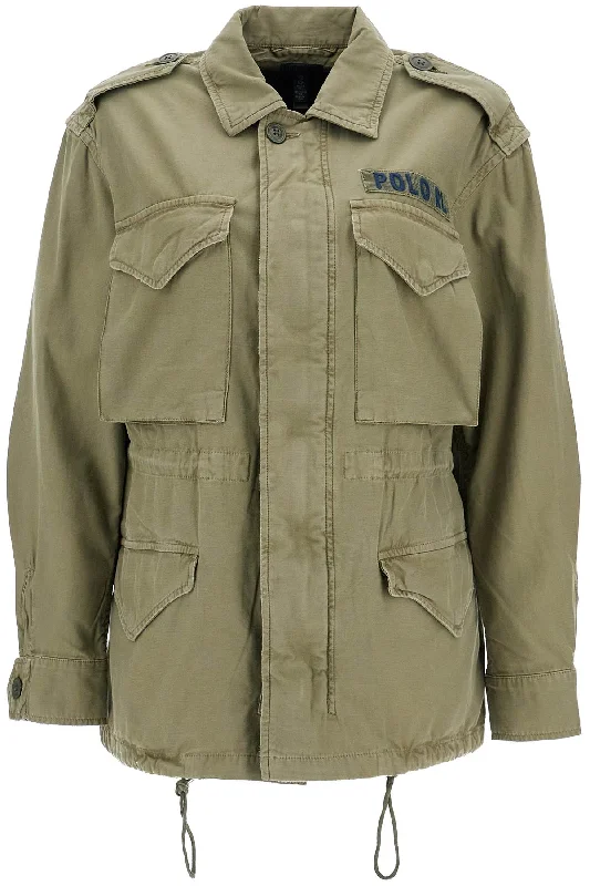 loose olive green m51 jacket in cotton 211941066001 OLIVE MOUNTAIN Zippered Jacket Buttoned Jacket Snapped Jacket