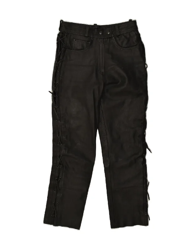 HIGHWAY 1 Womens High Waist Trousers EU 38 Medium W28 L27 Black Leather Trousers Brand Named