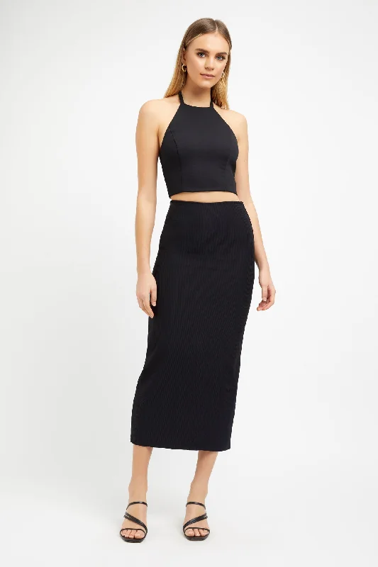 Staple Rib Midi Skirt button skirt front