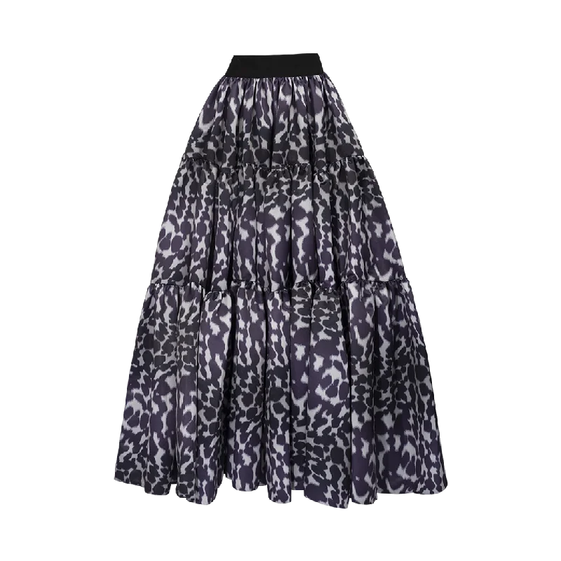 Leopard Print Tiered Skirt silk skirt elegant