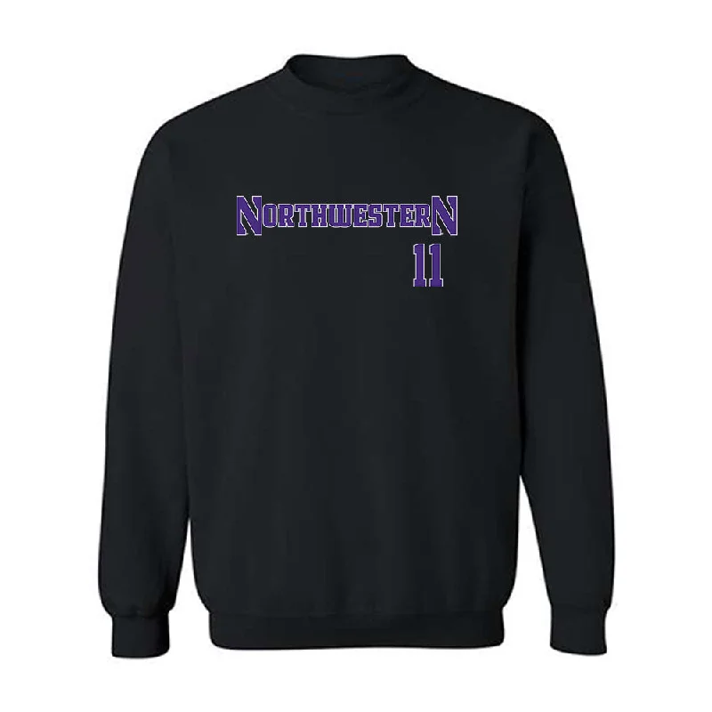 Northwestern - NCAA Women's Fencing : Levi Hoogendoorn - Classic Shersey Crewneck Sweatshirt Hoodie with Stripes Bold Sporty