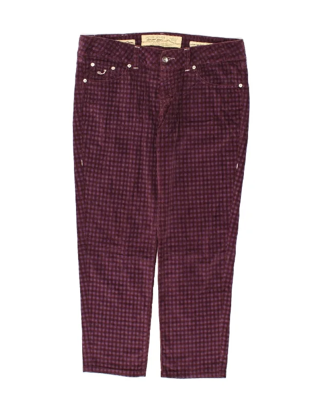 JACOB COHEN Womens Slim Corduroy Trousers W32 L26 Purple Check Trousers luxurious high-end