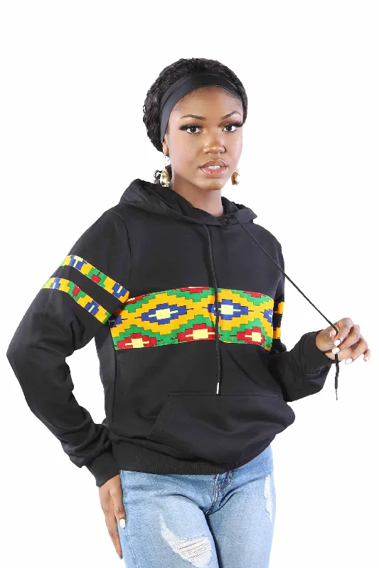 Kora African Print Unisex Pullover Hoodie Sweatshirt Asymmetrical Hem Sweater