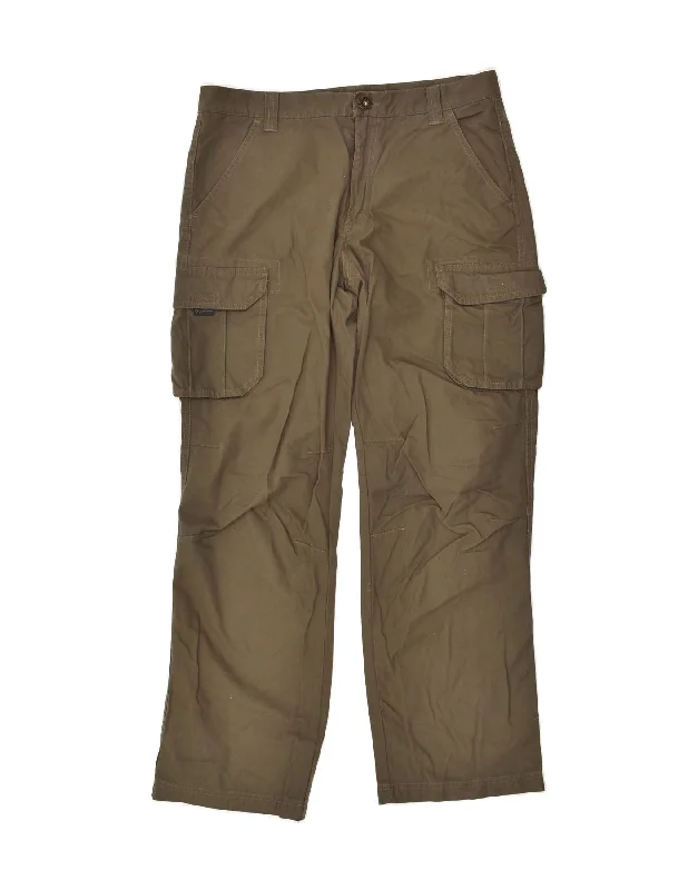 VINTAGE Womens Straight Cargo Trousers EU 44 XL W34 L30 Khaki Cotton Trousers stylish modern