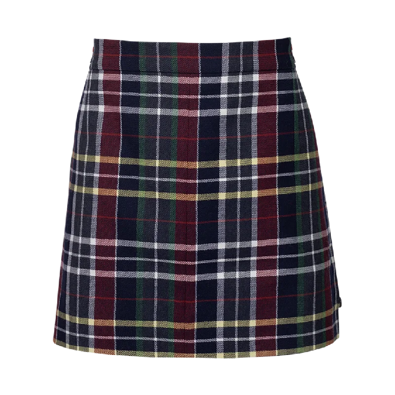 Tartan Side Tab Wool Miniskirt leather skirt refined