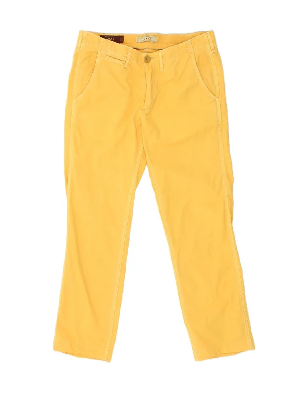 MARLBORO CLASSICS Womens Slim Chino Trousers W33 L28 Yellow Cotton High Waist Slim Fit Ankle Length