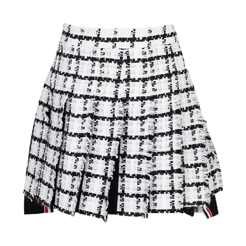 Pleated Tweed Miniskirt lace skirt romantic