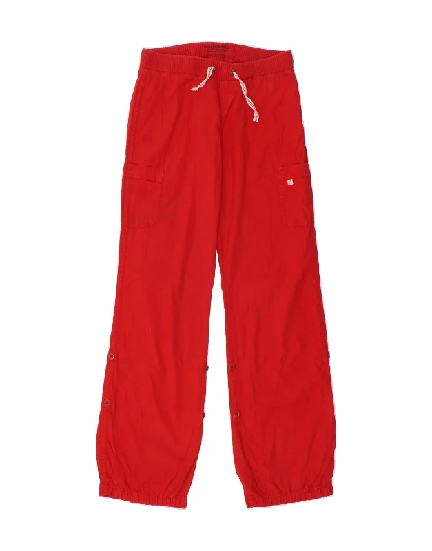 WOOLRICH Womens Cargo Trousers UK 6 XS W28 L31 Red Cotton Trousers Plaid Checkered