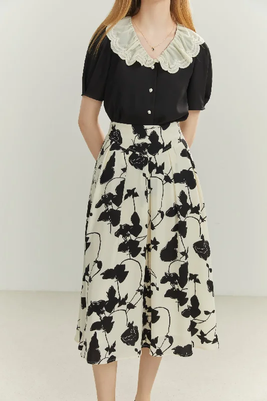 Fansilanen | Luana Floral Print Flare Skirt vintage skirt charm