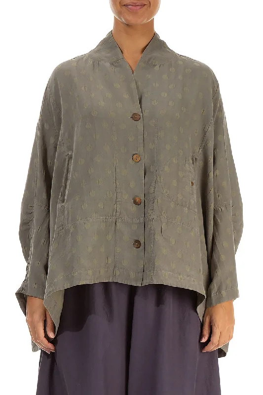 Silver Sage Dotty Silk Jacket Notch Collar Jacket Peter Pan Collar Jacket Cowl Neck Jacket