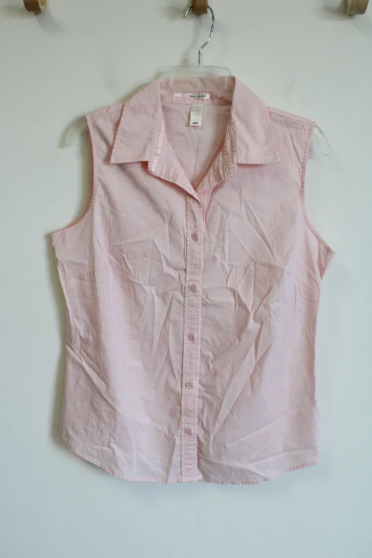 Old Navy Easy Fit Stretch Pink Collared Tank | L rhinestone tank top