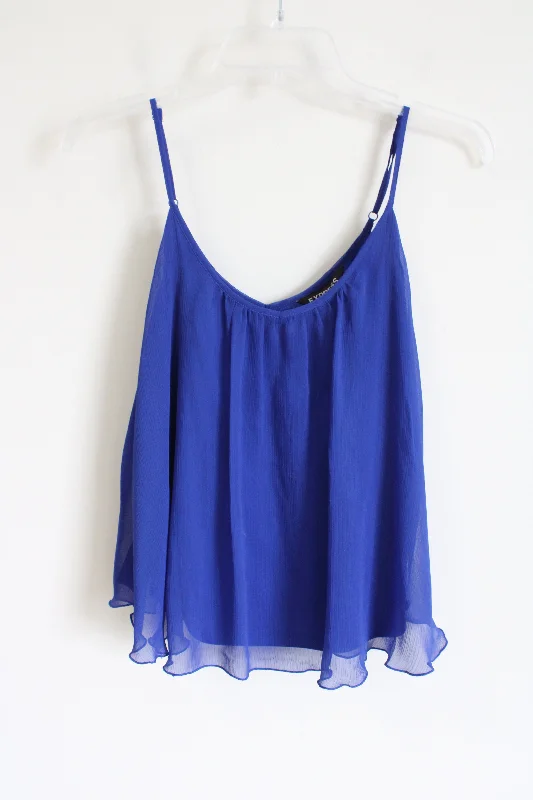 Express Flowy Blue Tank | S Petite striped tank top