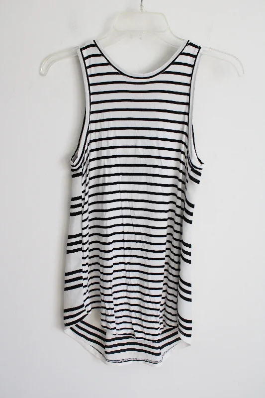 LOFT Black White Striped Tank | XS lace tank top