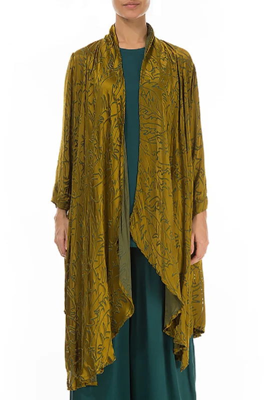 Open Golden Olive Devoré Feather Silk Jacket Herringbone Jacket Houndstooth Jacket Plaid Jacket