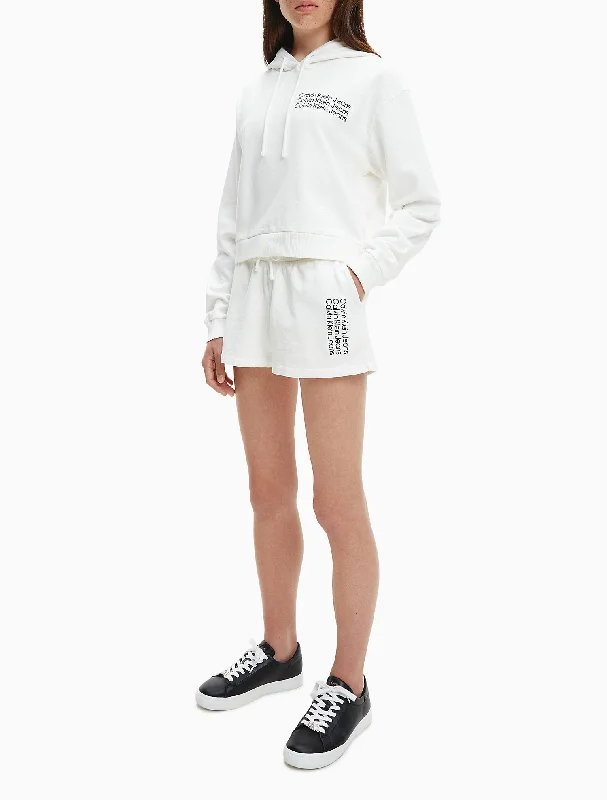 Calvin Klein Recycled Cotton Blend Repeat Logo Hoodie - Women Hoodie with Hem Embroidery Detailed Premium