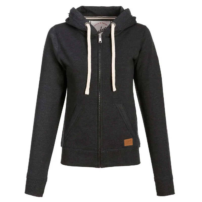 Landway Women's Heather Black Westport Vintage Full Zip Cotton Sweatshirt Hoodie with Emblem Brand Identity