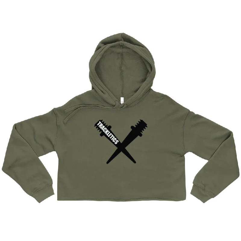 Cross Spike Crop Hoodie Hoodie with Double Zipper Versatile Adjustable