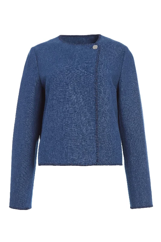 Wyn Jacket in Recycled Cotton Linen Denim Hooded Jacket Caped Jacket Shawl Collar Jacket