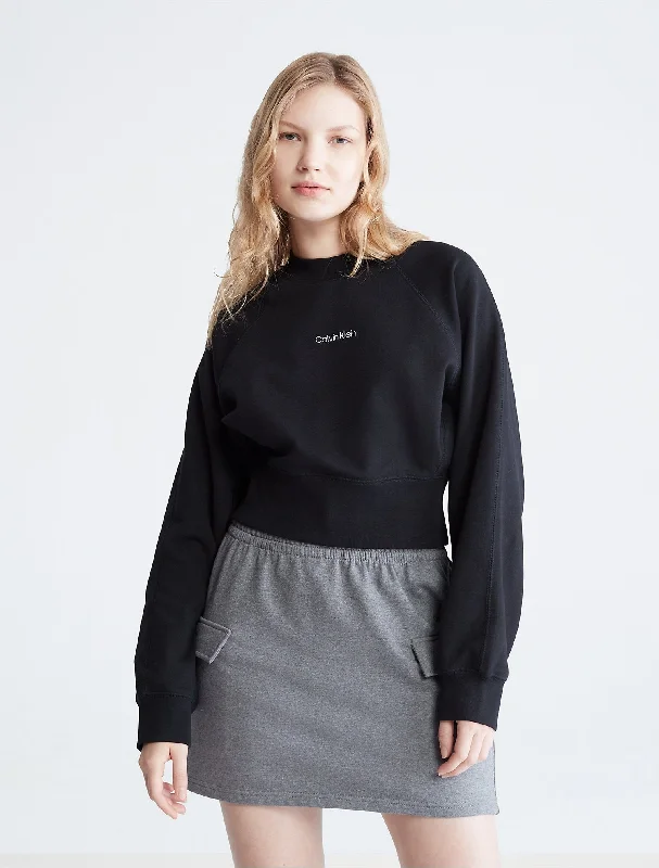 Calvin Klein Standard Logo Cinched Crewneck Sweatshirt - Women Hoodie with Oversized Fit Loose Comfortable