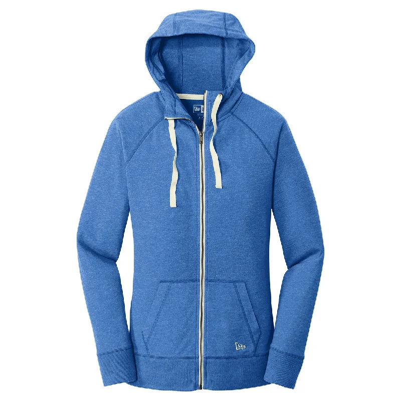 New Era Women's Royal Heather Sueded Cotton Full Zip Hoodie Hoodie with Lace Feminine Delicate