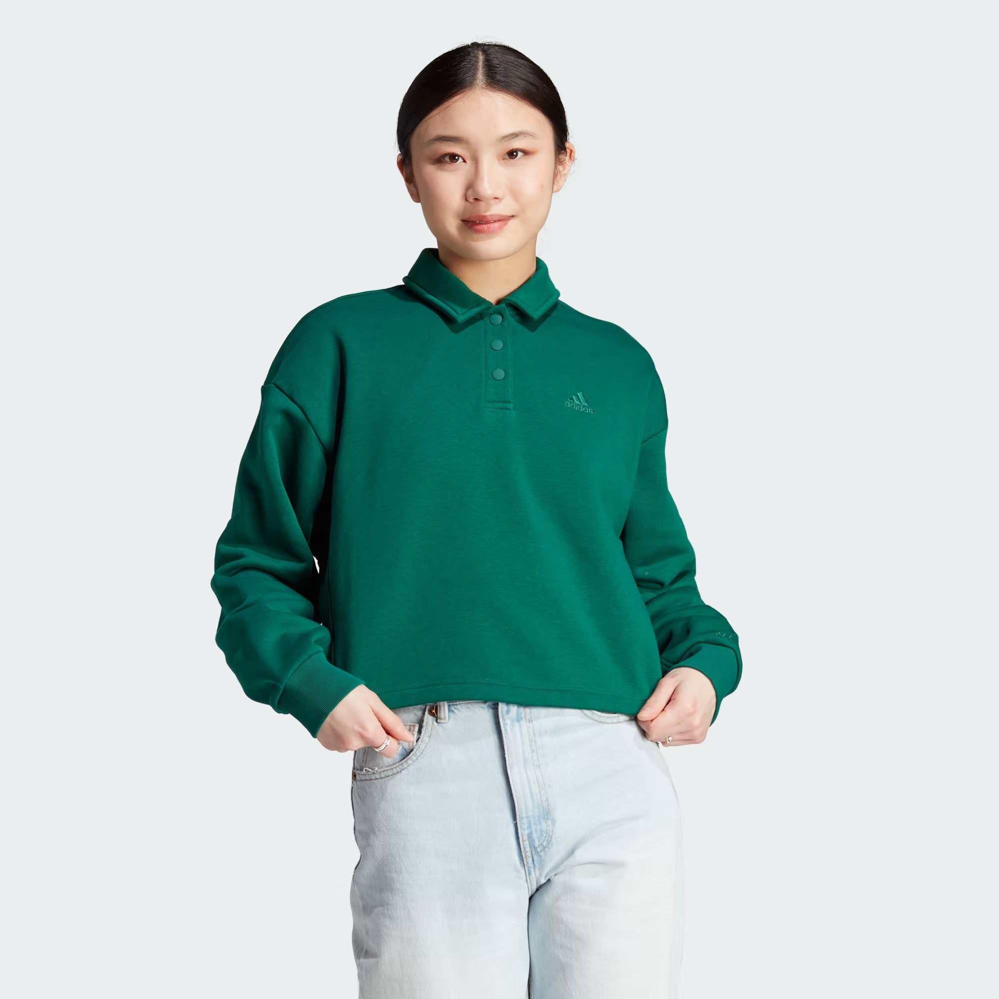 Adidas All Szn Fleece Graphic Polo Sweatshirt - Women Zip Hoodie Drawstring Kangaroo Pocket