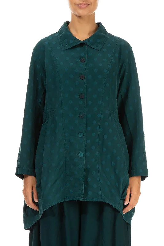 Dotty Emerald Balloon Silk Jacket Cotton Jacket Linen Jacket Terry Jacket