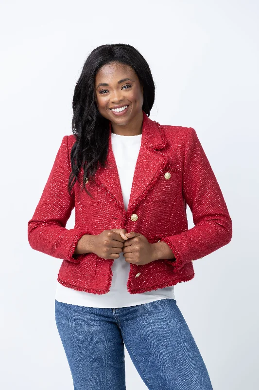 L'Agence Sylvia Collard Jacket in Garnet Red/Copper Oversized Jacket Tailored Jacket Straight Jacket