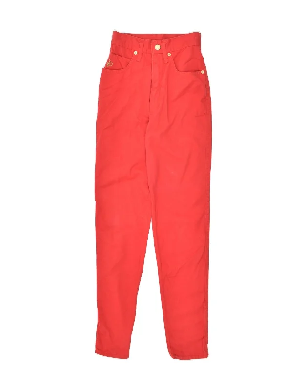 ROCCOBAROCCO Womens Skinny Casual Trousers IT 40 Small W26 L29 Red Cotton Trousers Running Lightweight