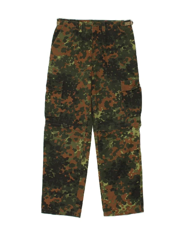 VINTAGE Womens Straight Cargo Trousers W30 L28 Green Camouflage Army Trousers luxurious high-end