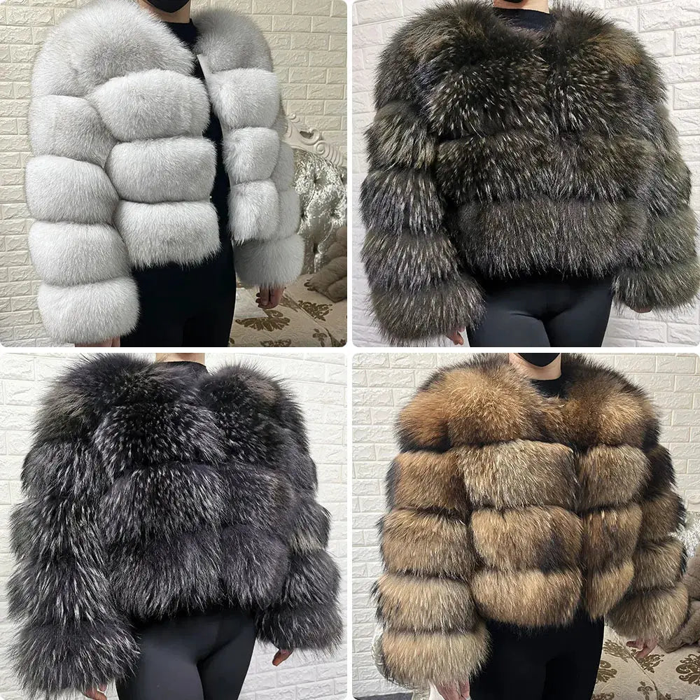 FZ Women's outerwears Natural Real Fur Jacket Trench Coat Raincoat Waterproof Jacket