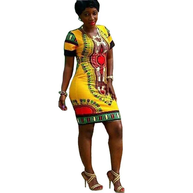Dress Mini African Tranditional Print Dashiki Dress Ladies Dresses Folk Art African Women Dress Clothing