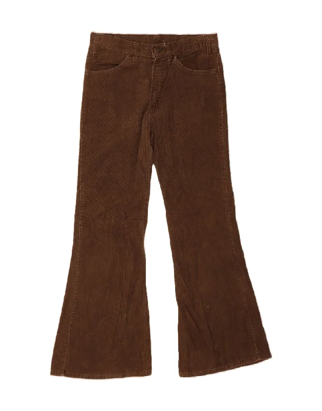 LEVI'S Womens Flare Corduroy Trousers W30 L32  Brown High Waist Slim Fit Ankle Length