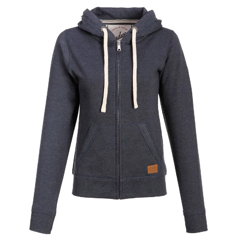 Landway Women's Heather Navy Westport Vintage Full Zip Cotton Sweatshirt Hoodie with Sequins Glamorous Eye-catching