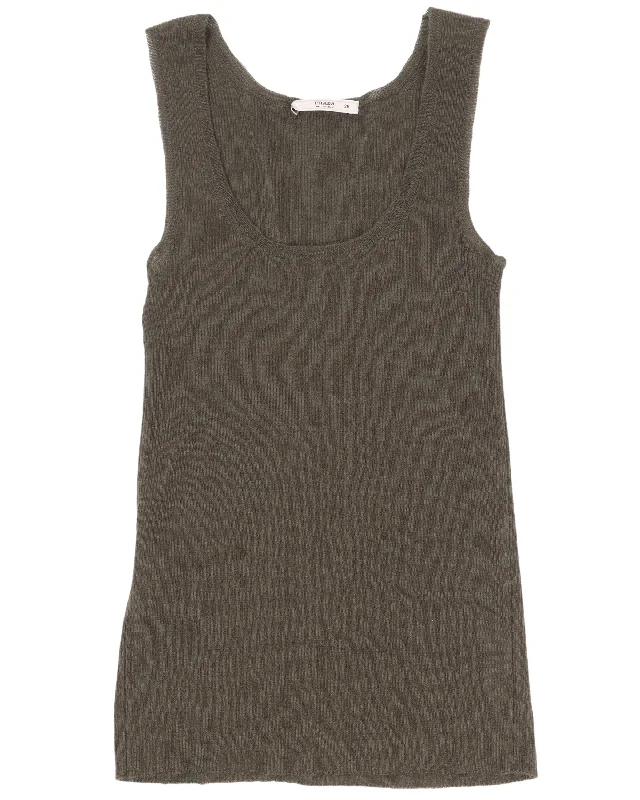 AW06 Olive Scoop Neck Tank Top fitness tank top